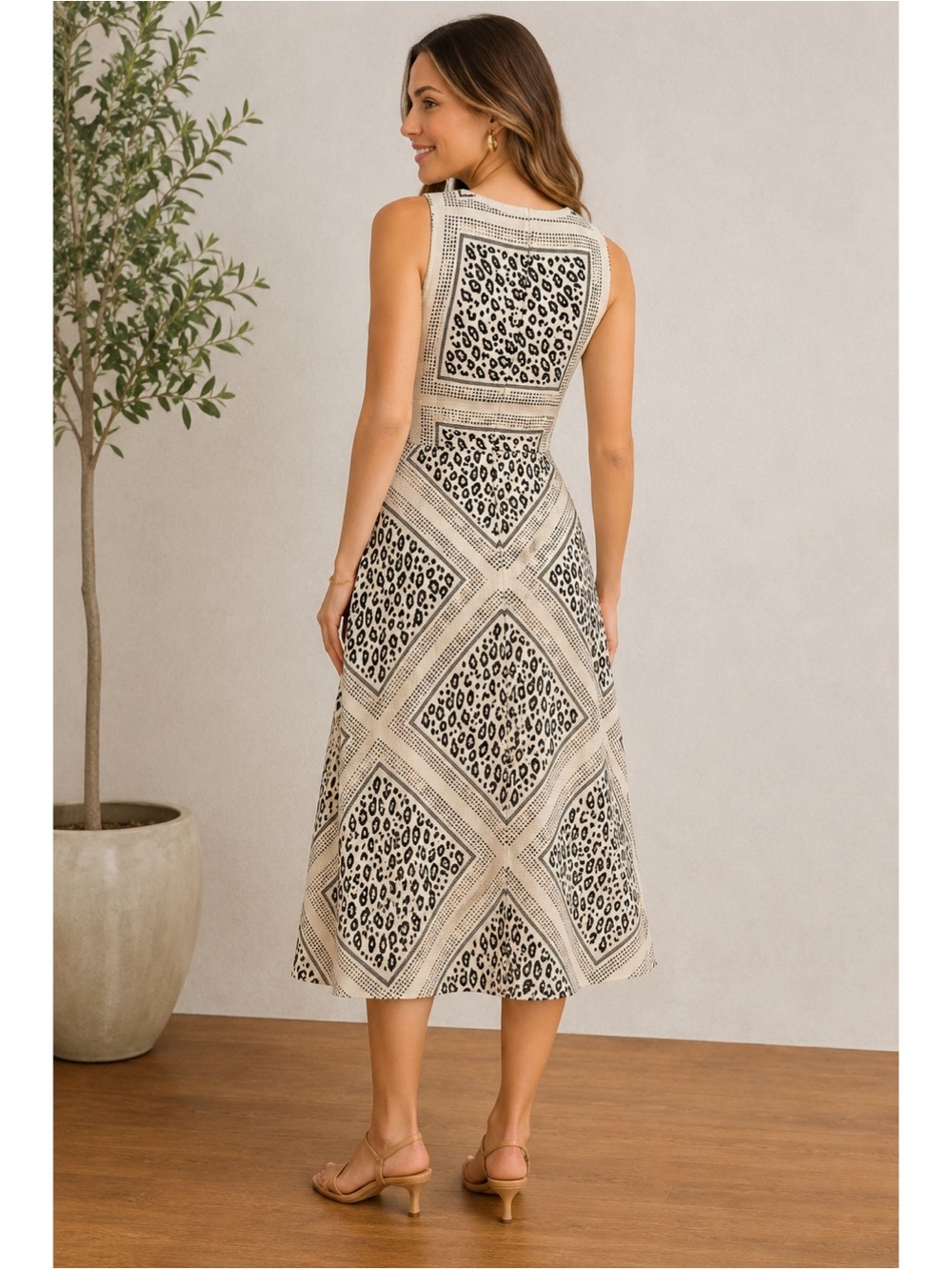 Anthropologie Mignon Doo Manon Leopard A-Line Midi Dress Small NWT Animal Print - Picture 6 of 7